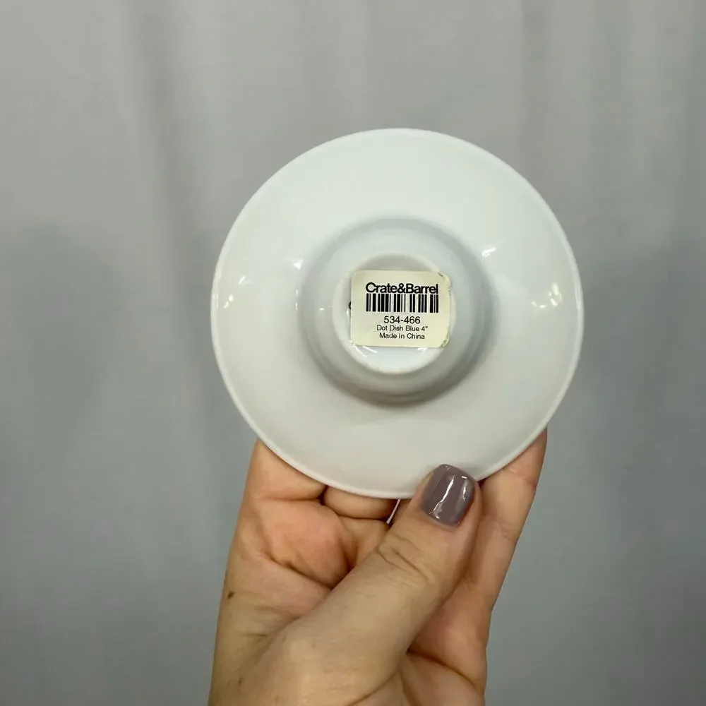 Crate & Barrel Dot Dish Blue 4